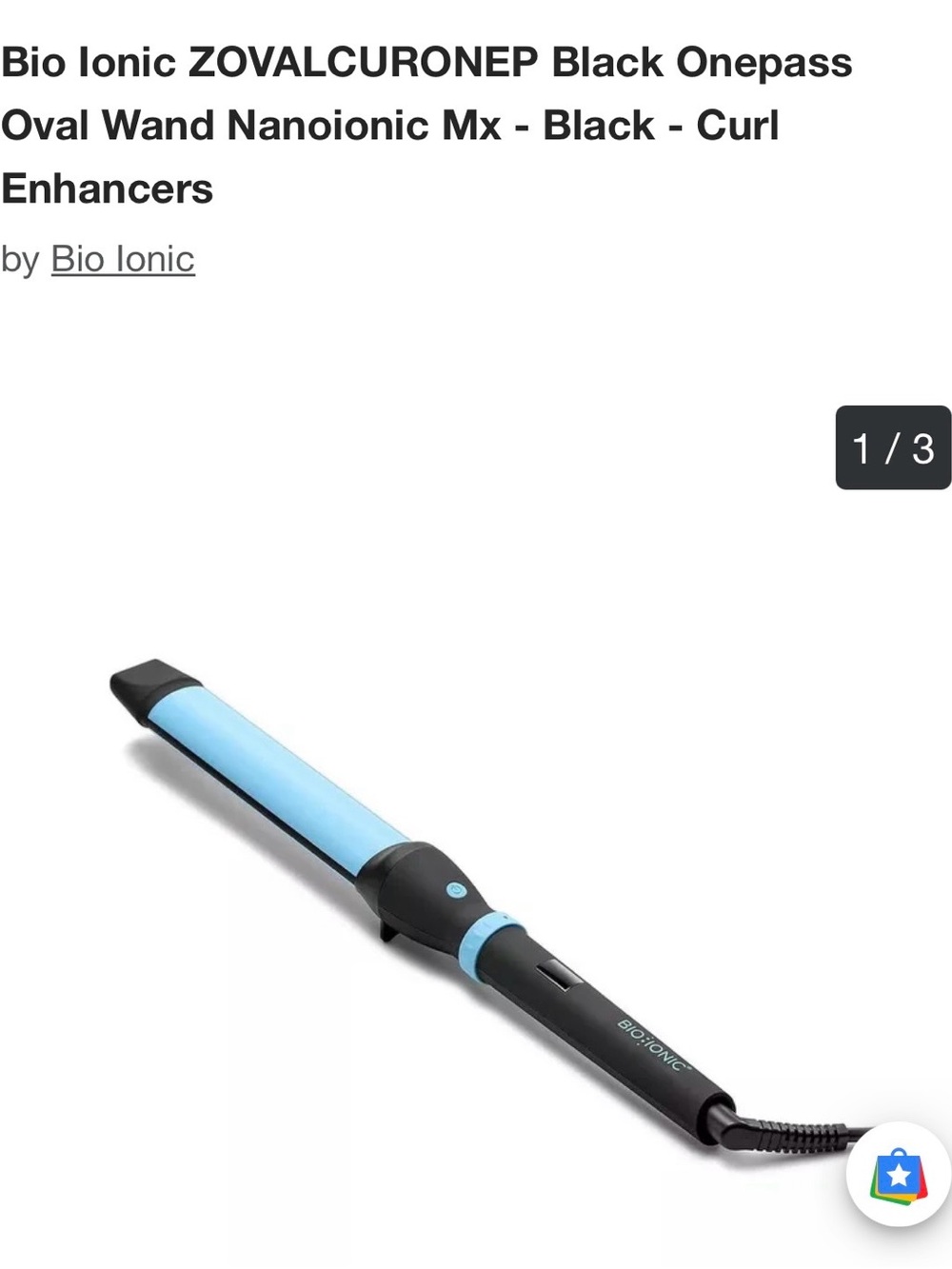 Bio Ionic Black and Blue OnePass Oval Wand - Black/Blue Curl Enhancer